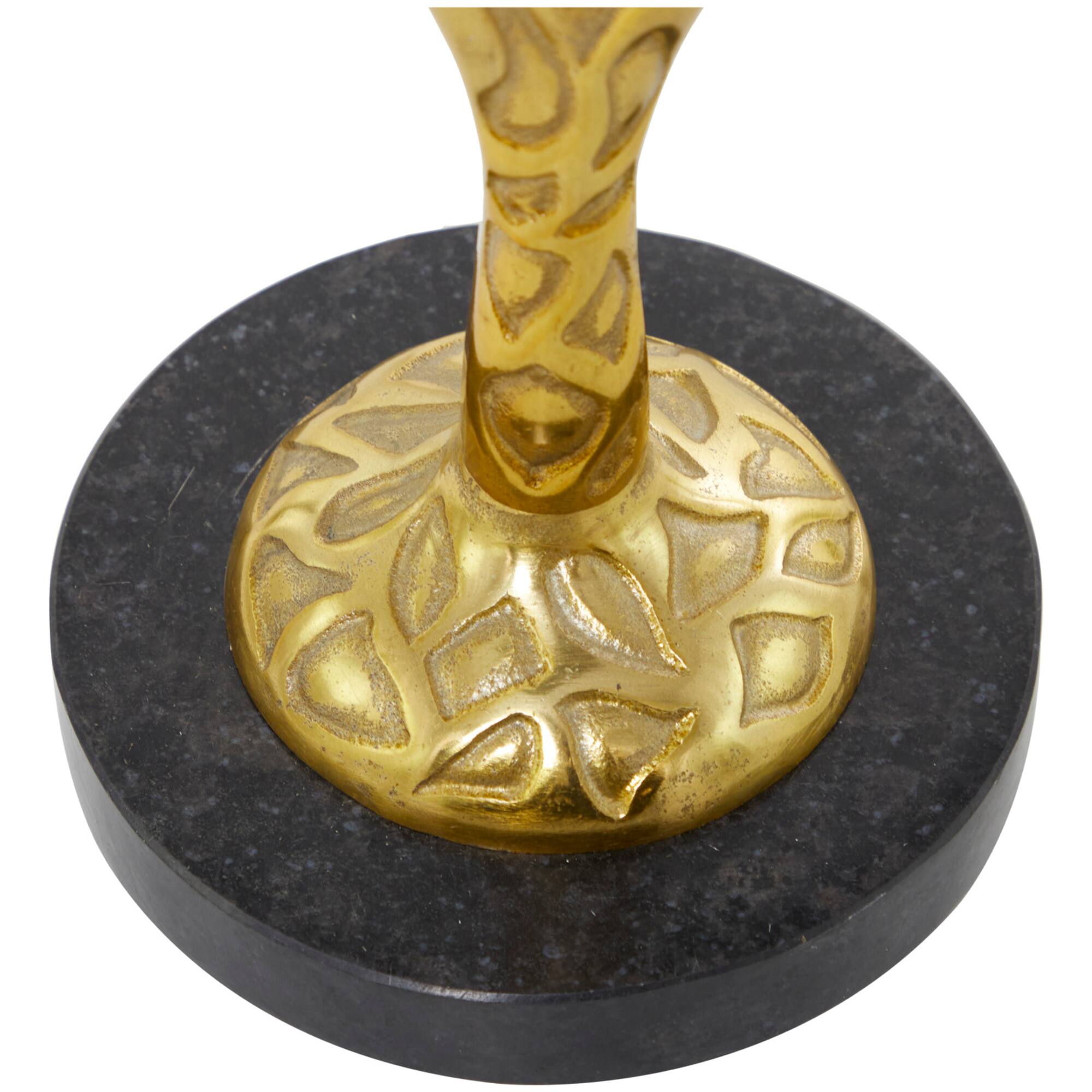 Gold Aluminum Pedestal Base Accent Table with Black Marble Top 13" x 13" x 25"